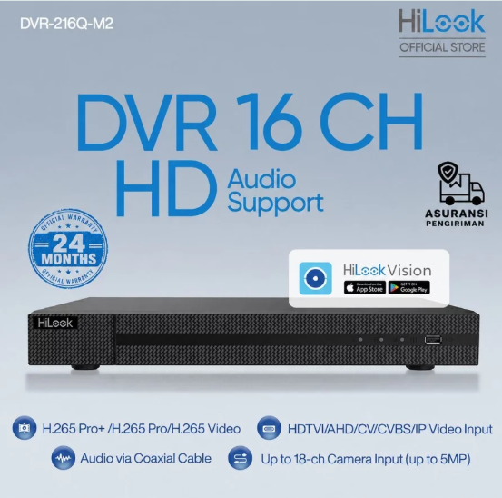 DVR Hilook 8 Channel 1920p/2mp H.265