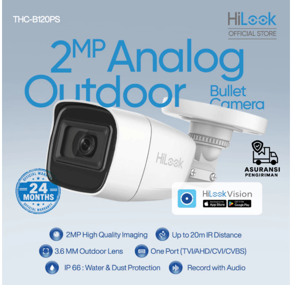 CCTV Audio Analog Outdoor 2Mp/1080P HILOOK (3.8MM)
